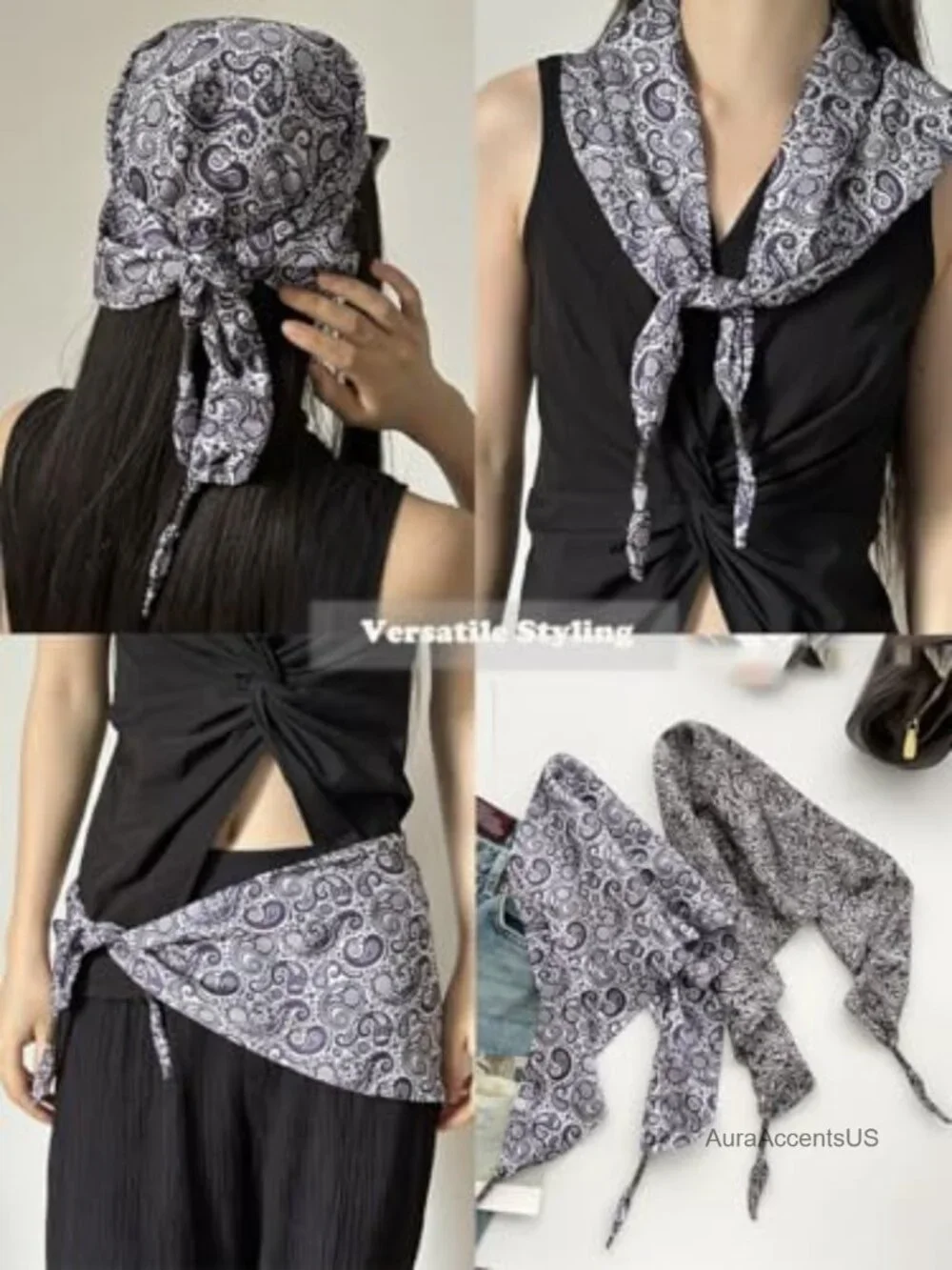 Satin Skinny Scarf Belt Sash Wrap Necktie Choker for Women, Long Silk-like
